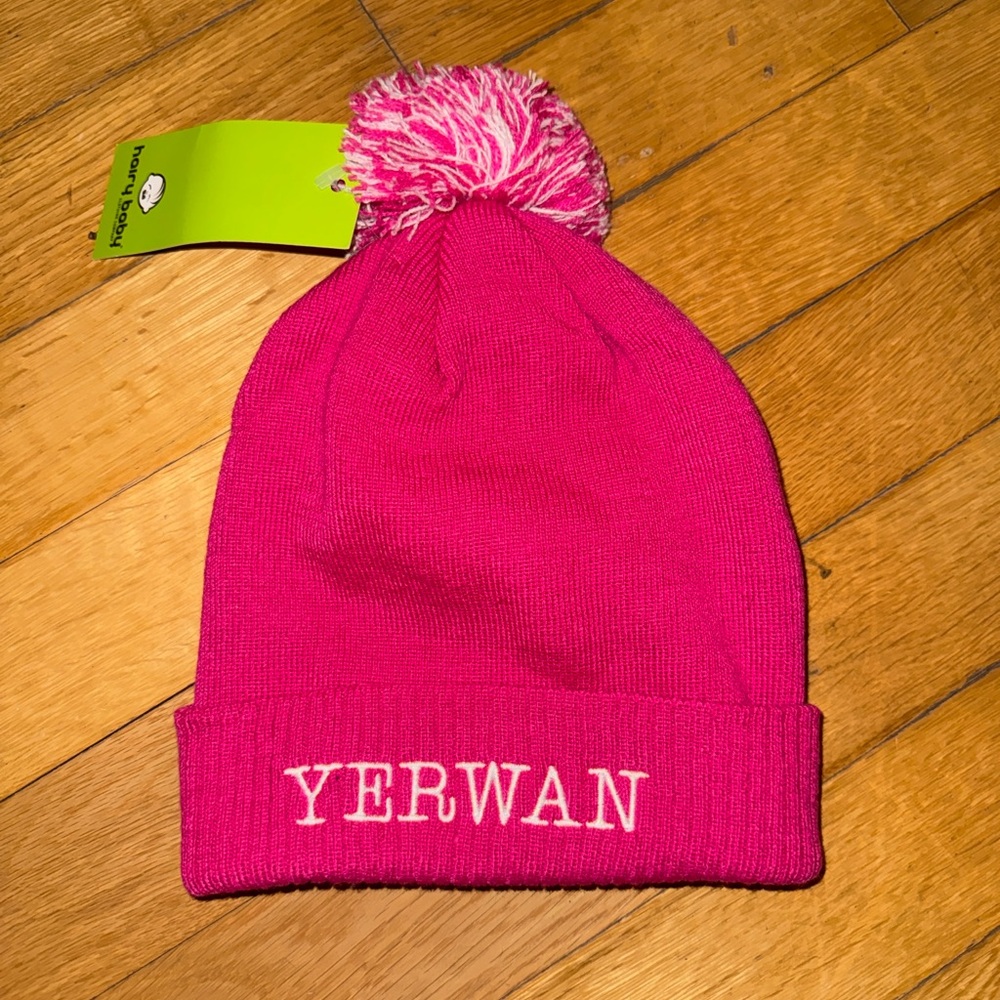 Irish Pink Knit Beanie with Pom Pom (NWT)